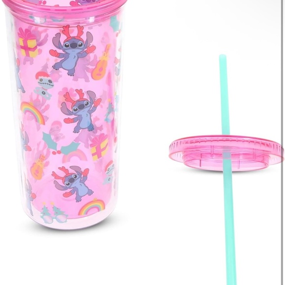 Disney Pink Stitch Holiday Tumbler with Straw - Picture 4 of 7